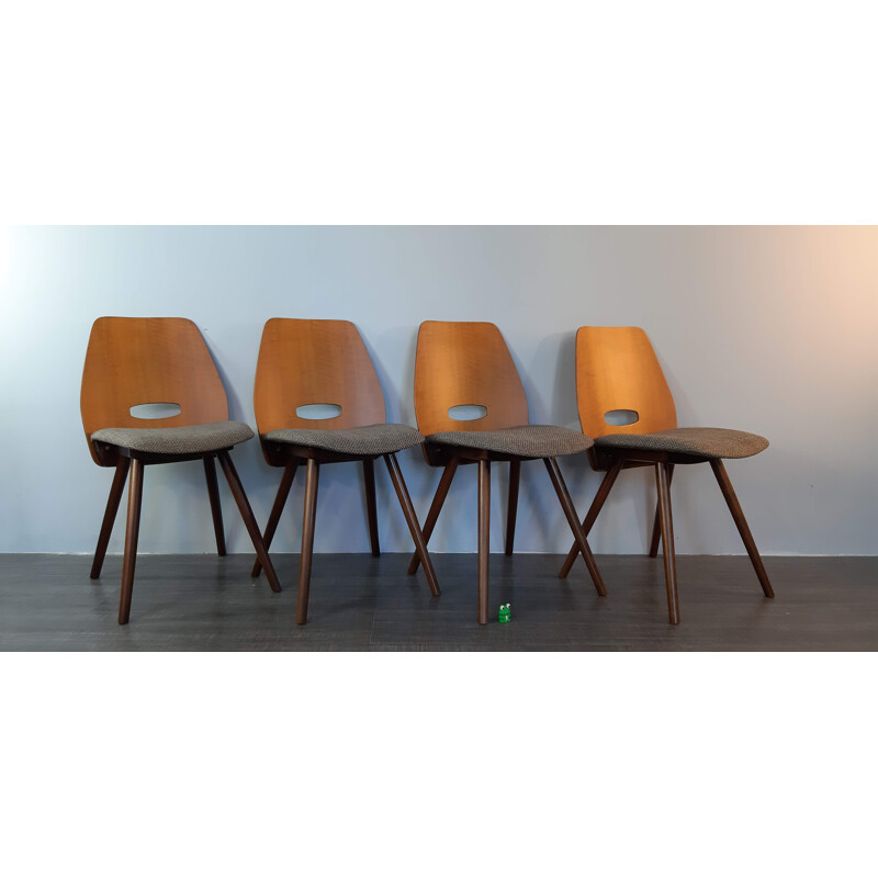 Set of 4 Vintage Chairs Frantisek Jirak by Tatra Nabytok Czech 1960s