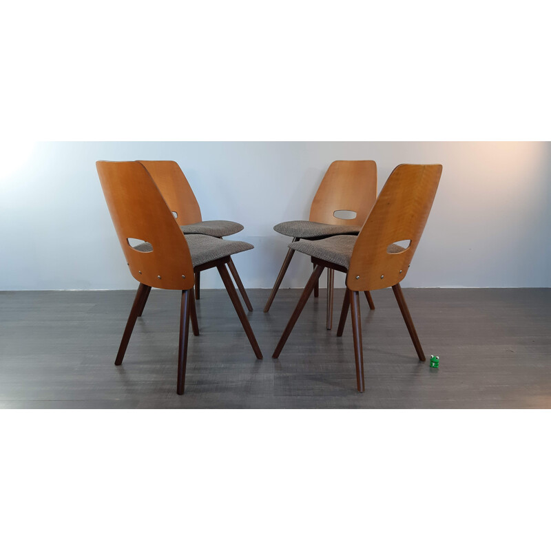 Set of 4 Vintage Chairs Frantisek Jirak by Tatra Nabytok Czech 1960s