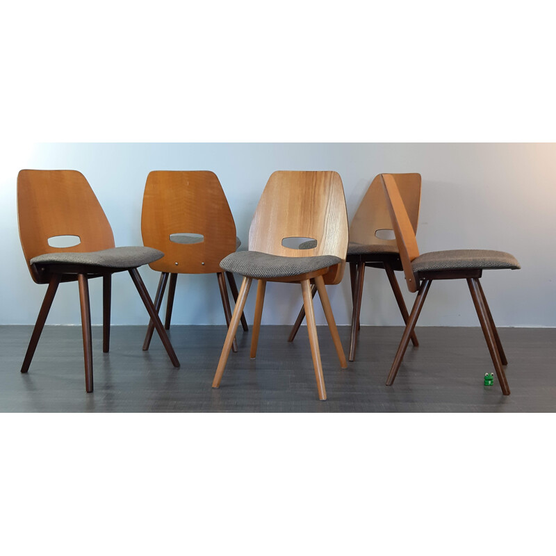 Set of 4 Vintage Chairs Frantisek Jirak by Tatra Nabytok Czech 1960s