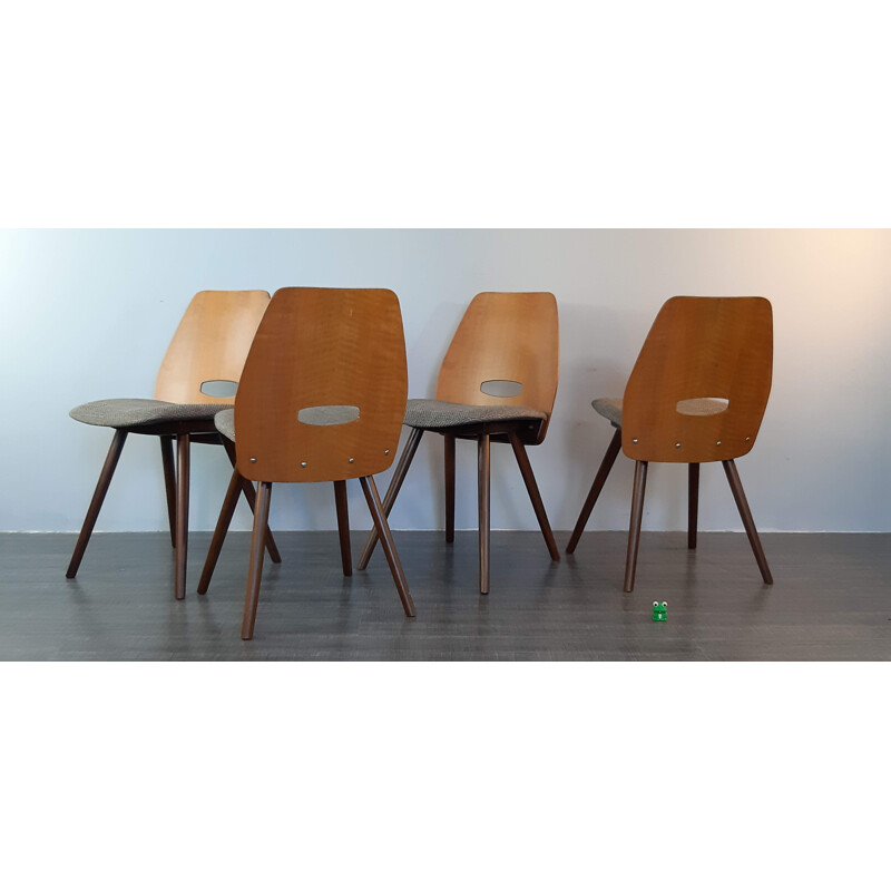 Set of 4 Vintage Chairs Frantisek Jirak by Tatra Nabytok Czech 1960s