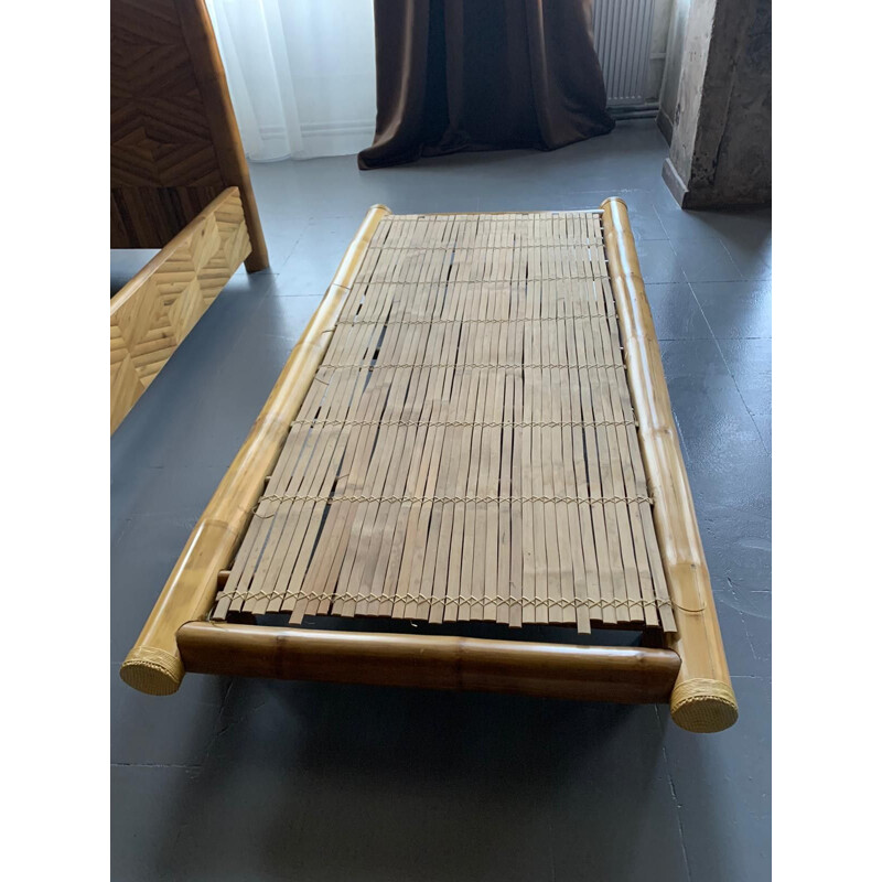 Mid Century Bamboo King Size Bed,1970s