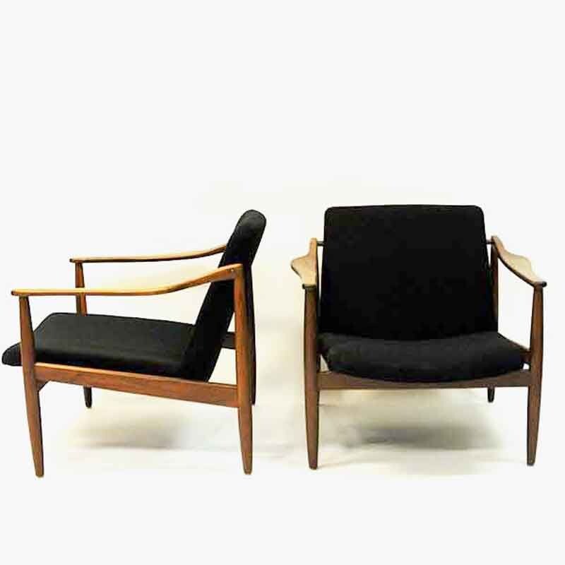 Pair of Vintage teak armchair pair by Hartmut Lohmeyer Germany 1950s