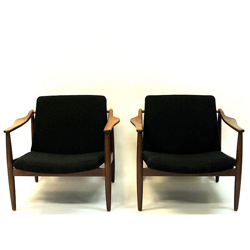 Paire de fauteuils Vintage en teck par Hartmut Lohmeyer Allemagne 1950