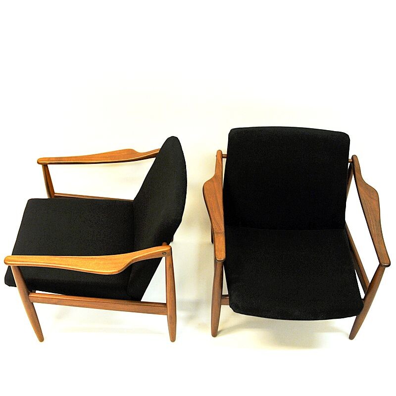 Pair of Vintage teak armchair pair by Hartmut Lohmeyer Germany 1950s