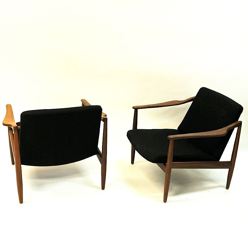 Pair of Vintage teak armchair pair by Hartmut Lohmeyer Germany 1950s