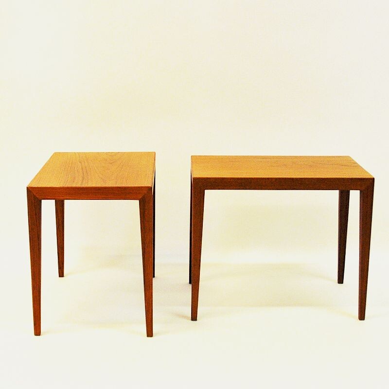 Paire de tables d'appoint en teck danois vintage de Severin Hansen, 1950