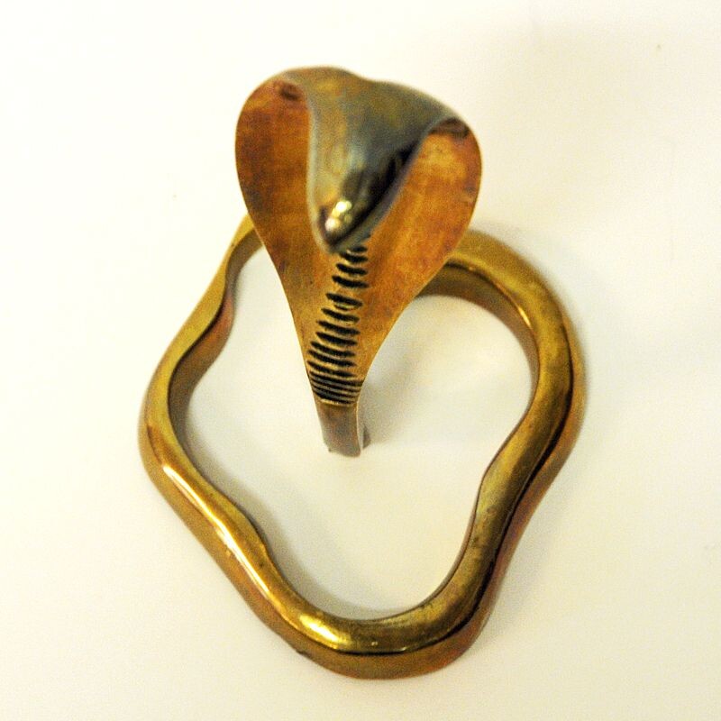 Vintage Raised Brass Cobra, 1970s