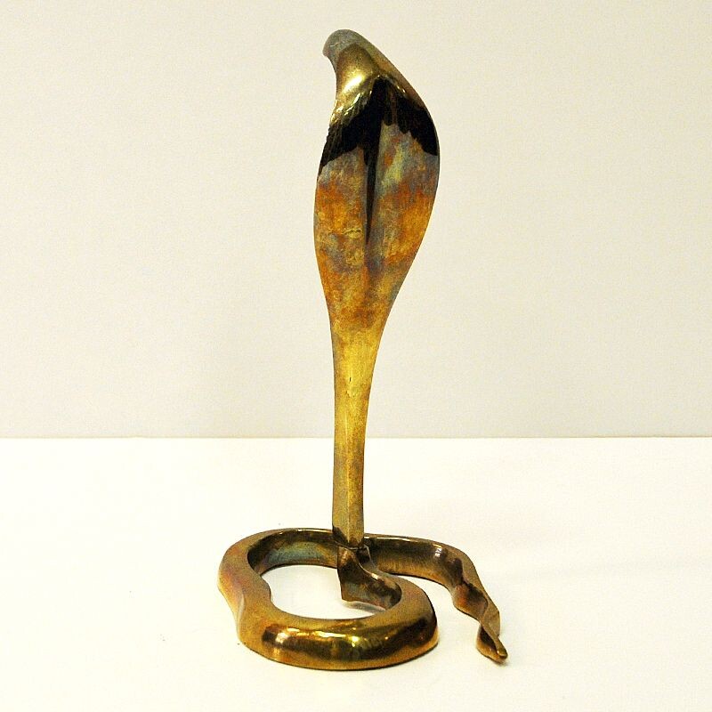 Vintage Raised Brass Cobra, 1970s