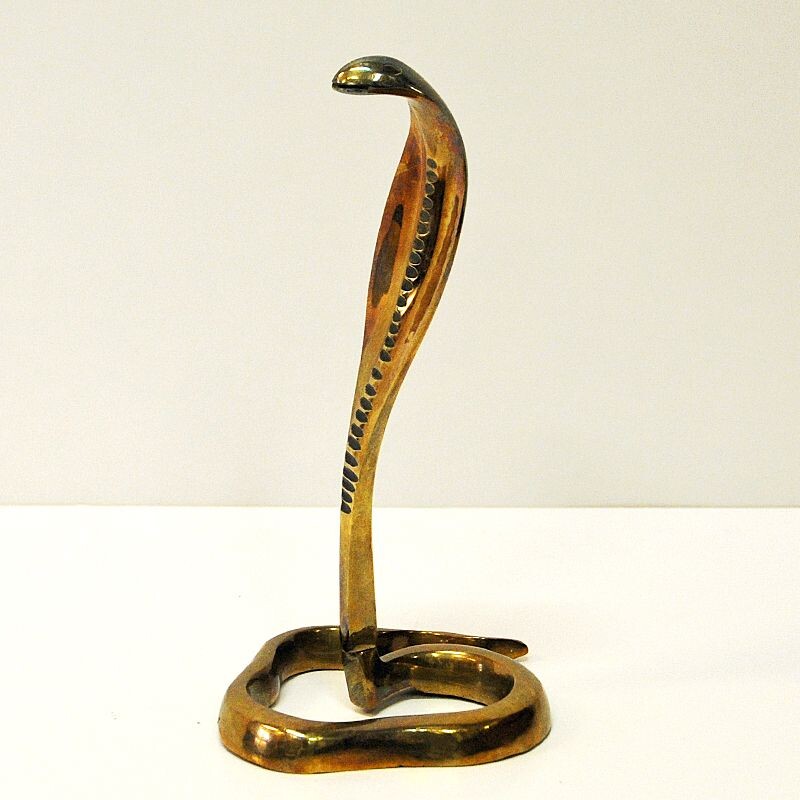 Vintage Raised Brass Cobra, 1970s