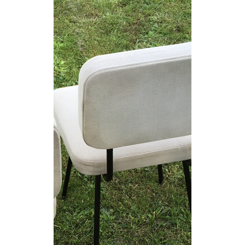 Pair of Airborne chairs in grey fabric, André SIMARD - 1950s