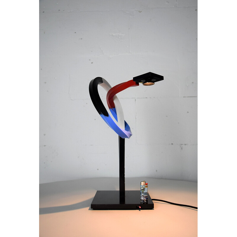 Lampe de table vintage Ingo Maurer Zufall Silicone, noir Corian, aluminium 2008