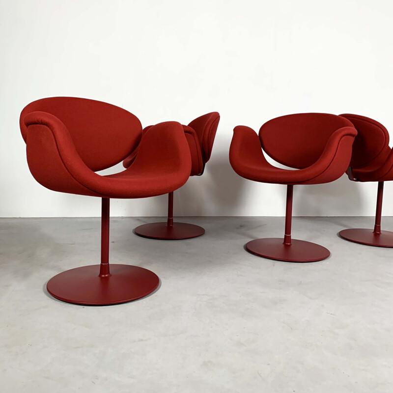 Vintage set de 4 Red Tulip Chairs by Pierre Paulin for Artifort, 1970s