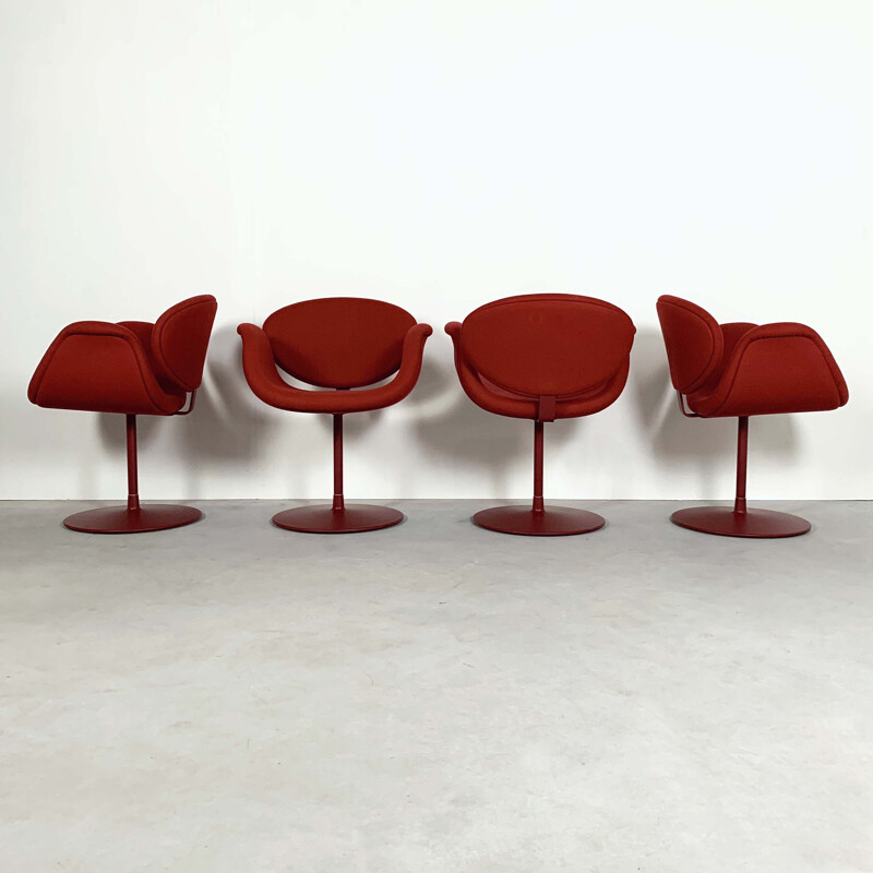 Vintage set de 4 Red Tulip Chairs by Pierre Paulin for Artifort, 1970s