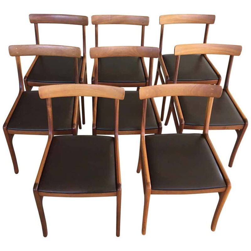 Set of 8 vintage Refinished Mahogany Dining Chairs, by Ole Wanscher Inc