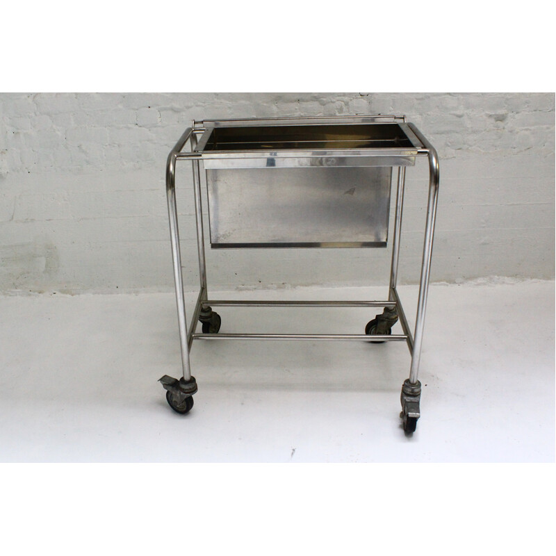 Vintage stainless steel industrial trolley 1970