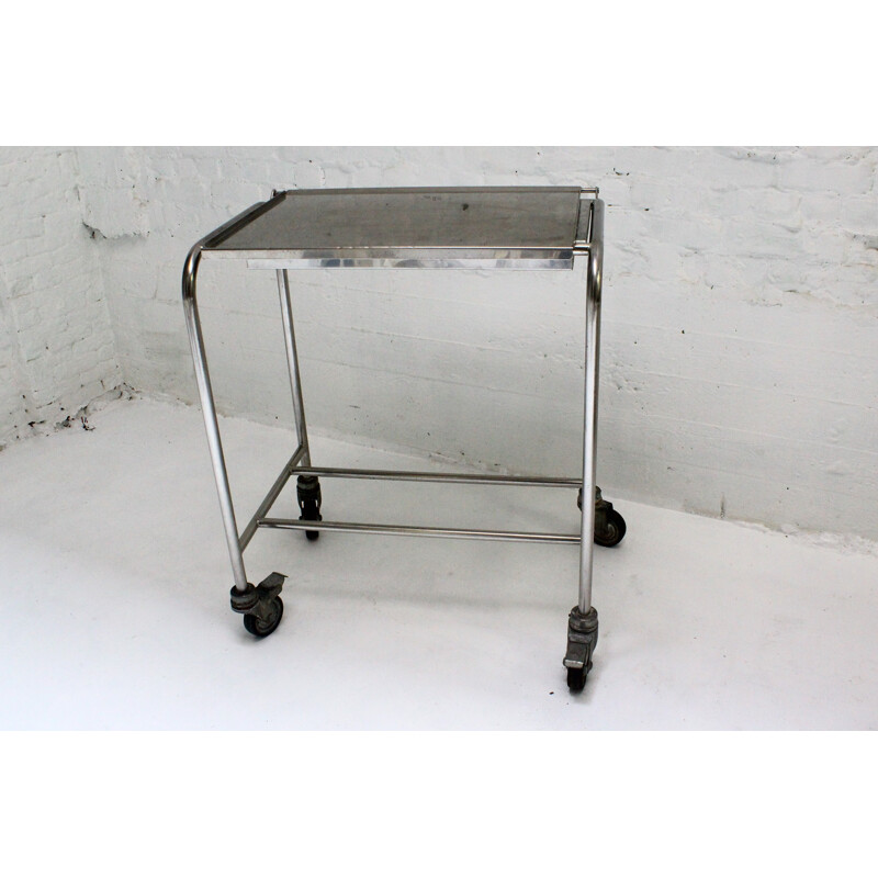 Carrello industriale vintage in acciaio inox 1970