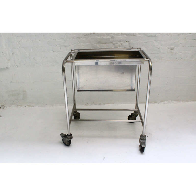 Chariot vintage industriel vintage en inox 1970