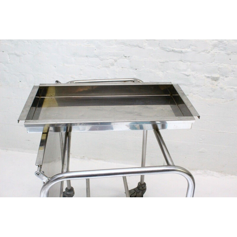 Vintage stainless steel industrial trolley 1970