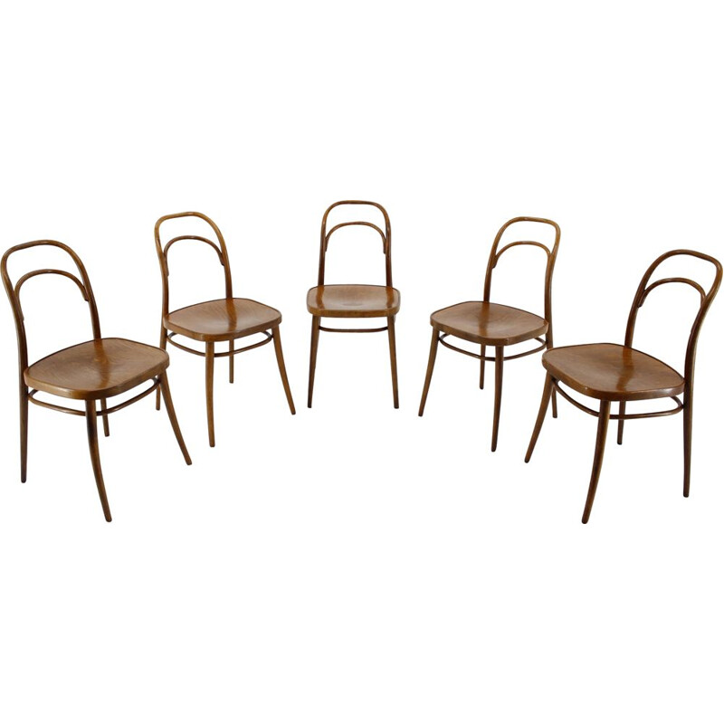 Set of 4 vintage dining chairs Ton, by Antonin Suman, 1960