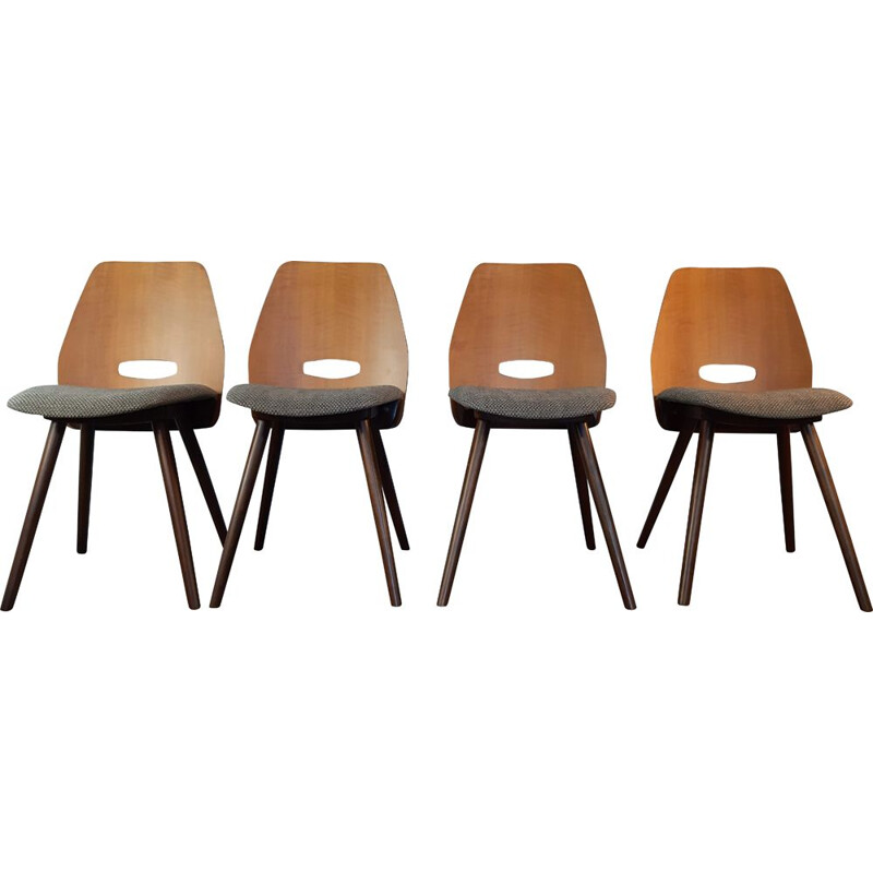 Set of 4 Vintage Chairs Frantisek Jirak by Tatra Nabytok Czech 1960s