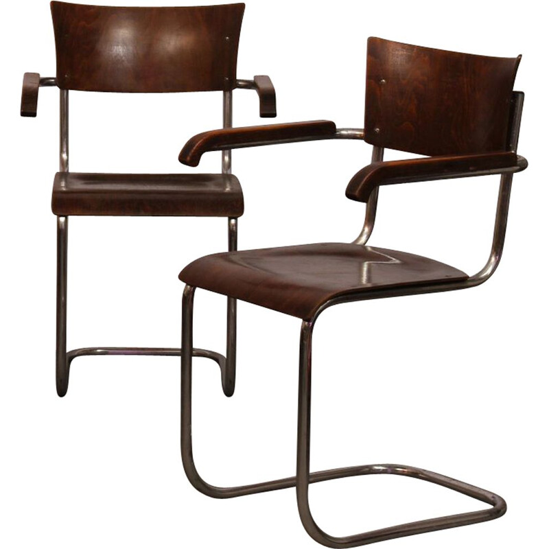 Pair of vintage armchairs by Mart Stam, Czech, 1940
