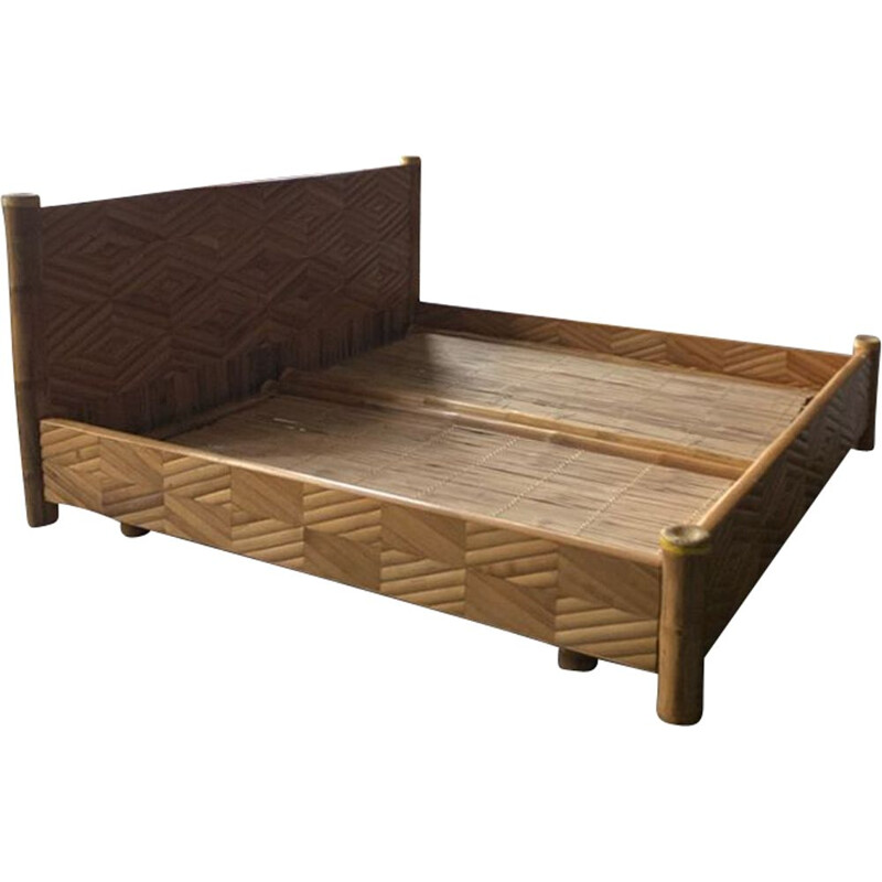 Mid Century Bamboo King Size Bed,1970s