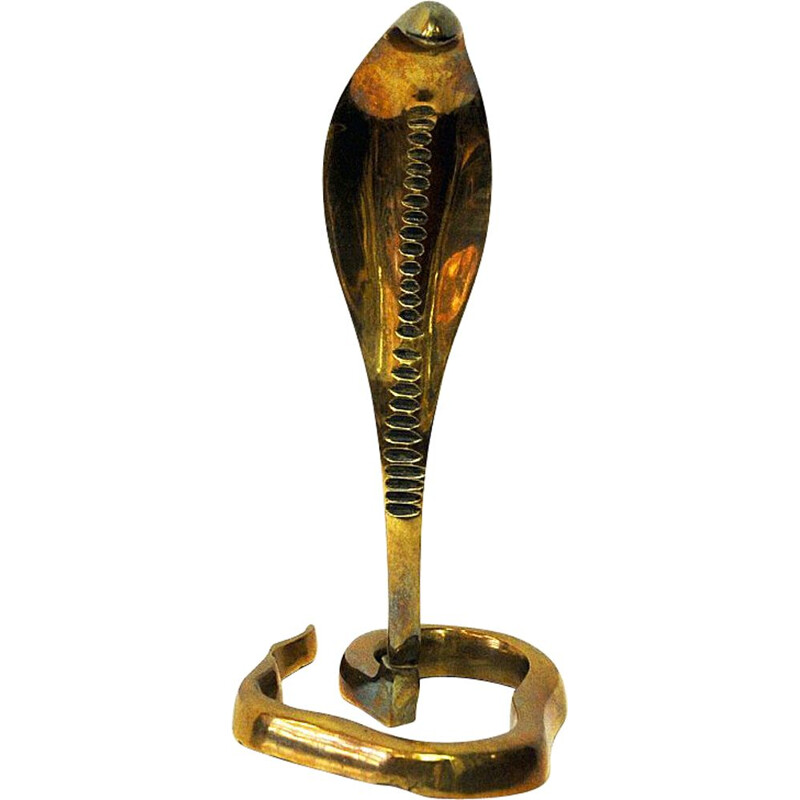 Vintage Raised Brass Cobra, 1970s