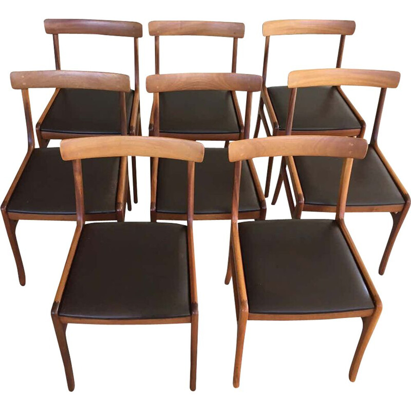 Ensemble de 8 chaises de salle à manger vintage en acajou, par Ole Wanscher Inc