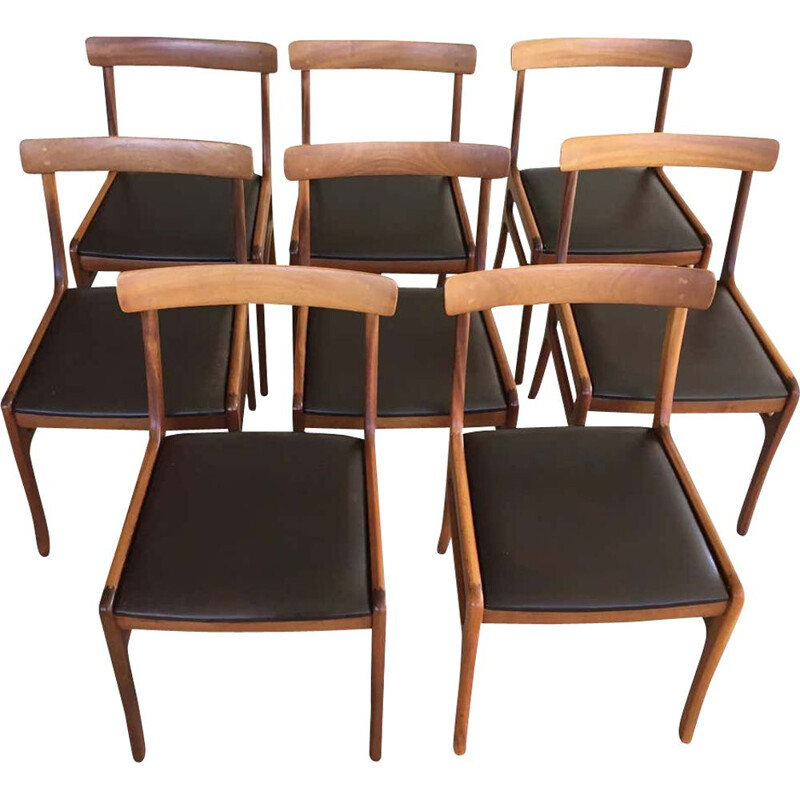 Set of 8 vintage Refinished Mahogany Dining Chairs, by Ole Wanscher Inc