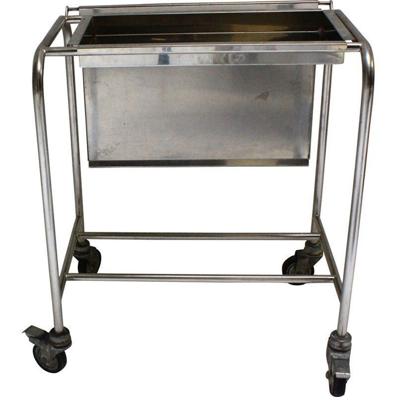 Carrello industriale vintage in acciaio inox 1970