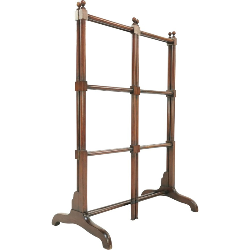 Vintage Antique Mahogany Folding Towel Rack Rail Clothes Horse