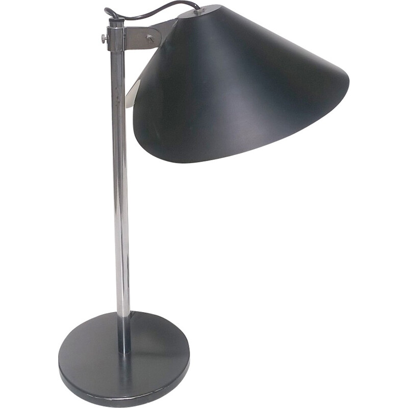 Lampe vintage en métal laqué noir, italie 1970