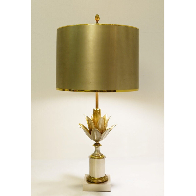 Lampe de Bureau vintage Lotus en Laiton de Maison Charles, 1960s