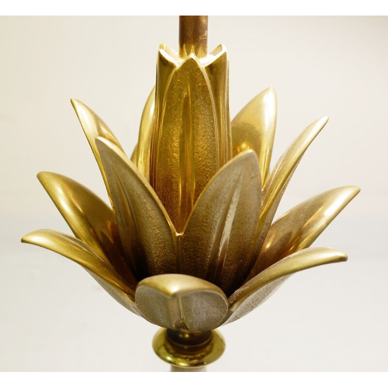 Vintage Lotus Brass Desk Lamp from Maison Charles, 1960s