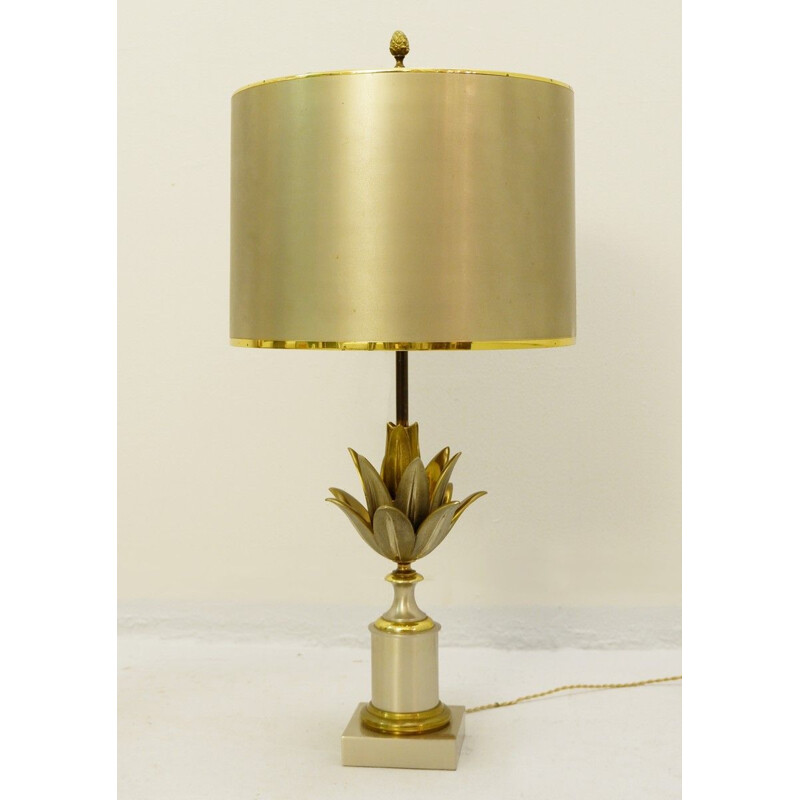 Lampe de Bureau vintage Lotus en Laiton de Maison Charles, 1960s