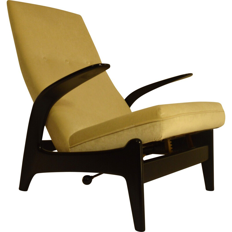 Cadeira de descanso "Rock'n Rest" em madeira e tecido enegrecido, GIMSON e SLATER - 1960