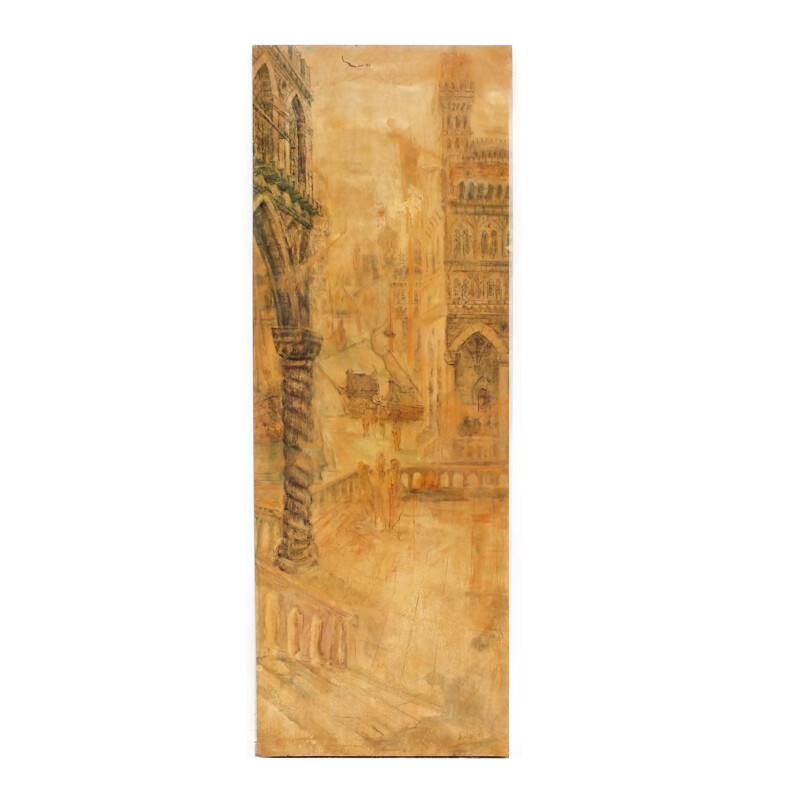 Calcomanía vintage de panel de madera de Turín Aloisi De Cavero Girardi, Italia 1955