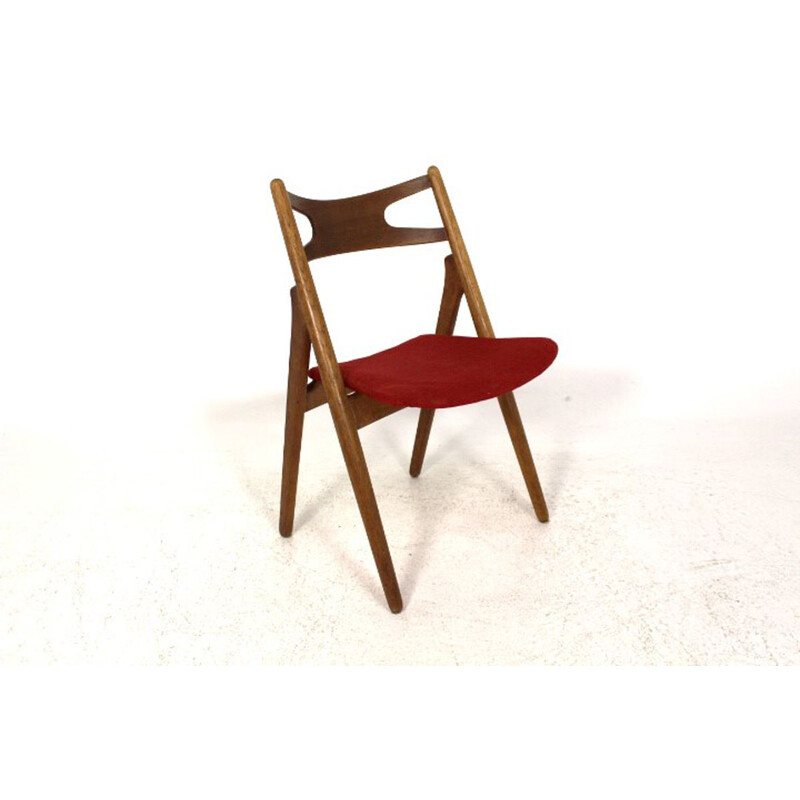 Set of 6 vintage oak and teak chairs 'Sawbuck CH29' Hans J. Wegner, Carl Hansen and Son, 1960