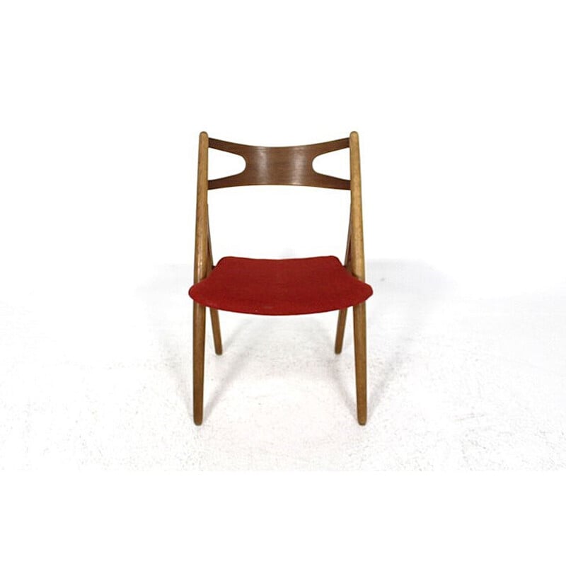 Ensemble de 6 chaises vintage en chêne et teck 'Sawbuck CH29' Hans J. Wegner, Carl Hansen et Son, 1960