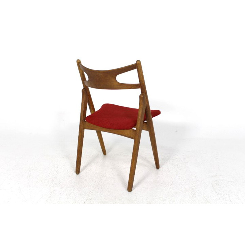 Set of 6 vintage oak and teak chairs 'Sawbuck CH29' Hans J. Wegner, Carl Hansen and Son, 1960