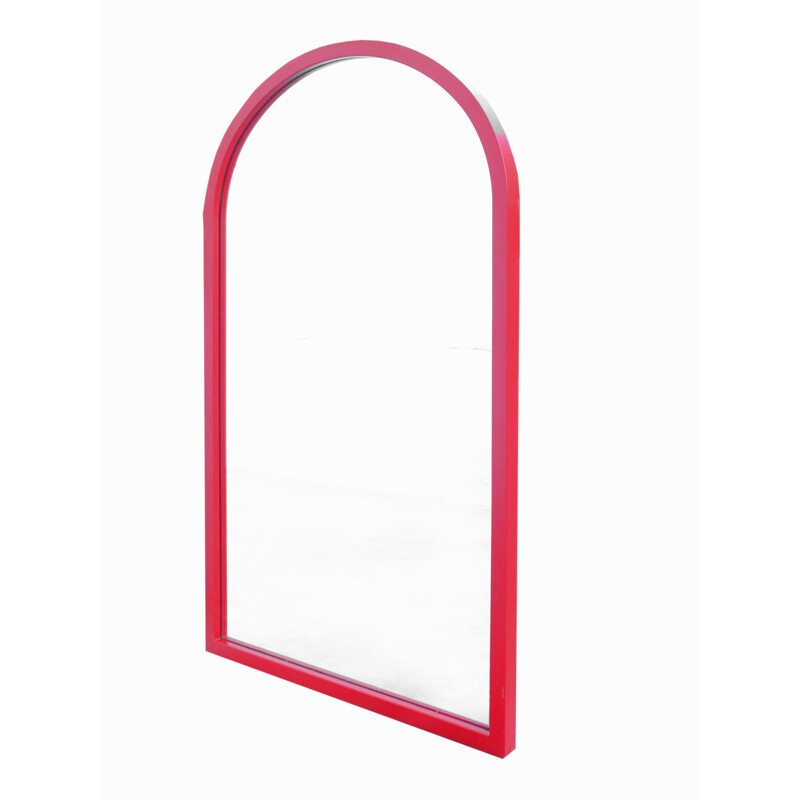 Vintage Mirror red postmodern Anna Castelli Ferrieri for kartell Italy 1980