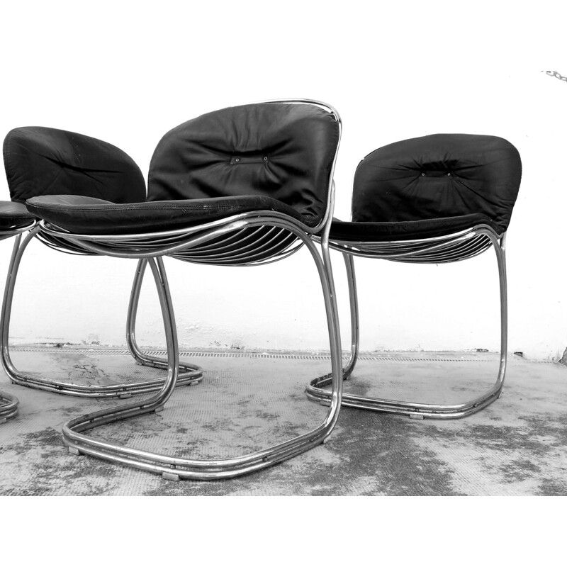 Set 4 chairs vintage for Gastone Rinaldi by Rima Padova Italy 1970 