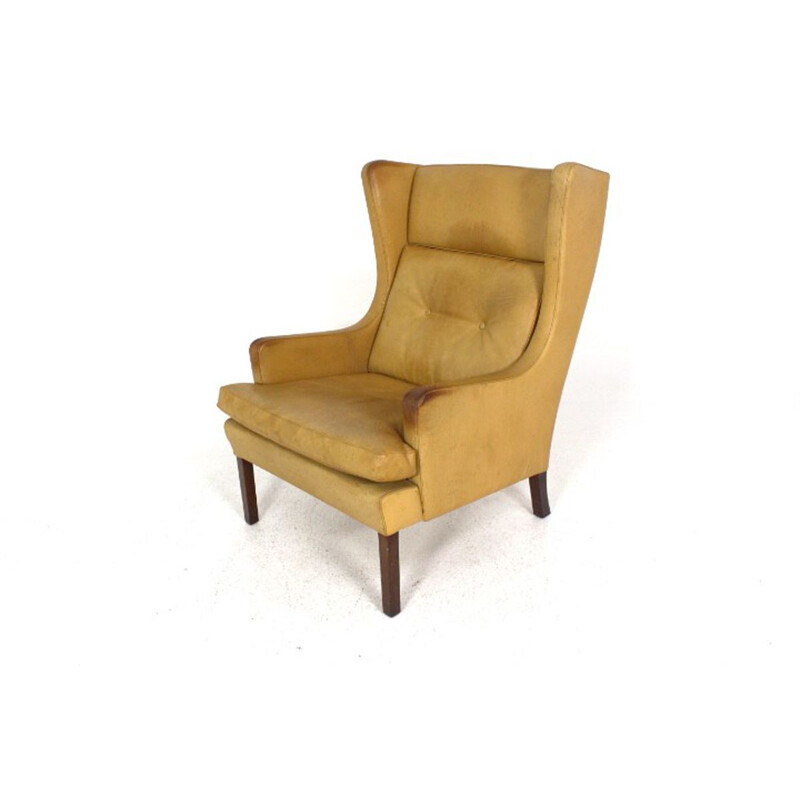 Vintage cognac leather armchair, Denmark, 1960