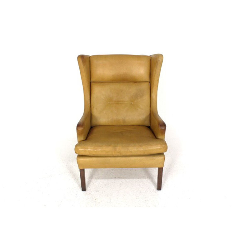 Vintage cognac leather armchair, Denmark, 1960