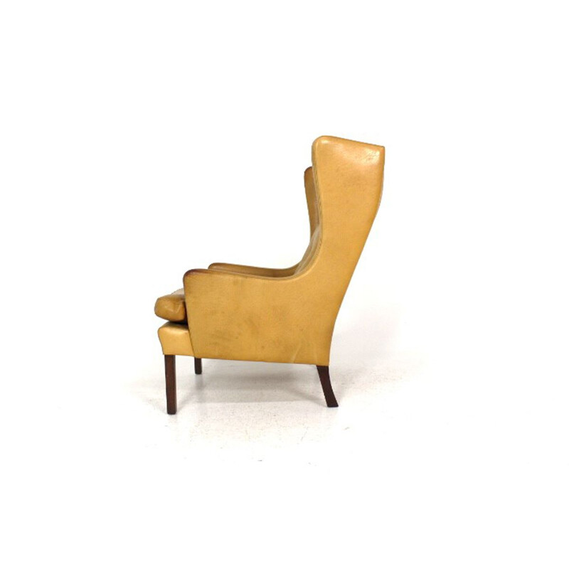 Vintage cognac leather armchair, Denmark, 1960
