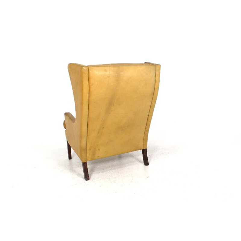 Vintage cognac leather armchair, Denmark, 1960