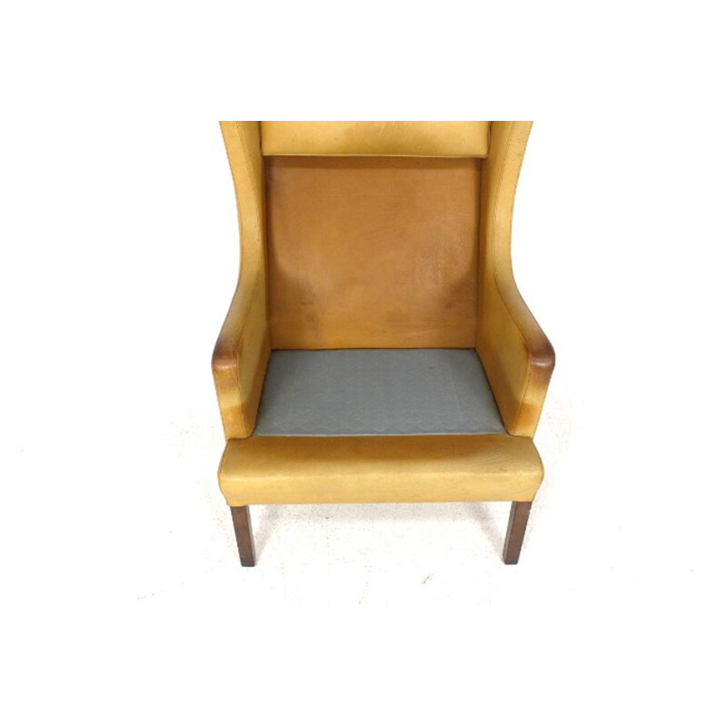 Vintage cognac leather armchair, Denmark, 1960