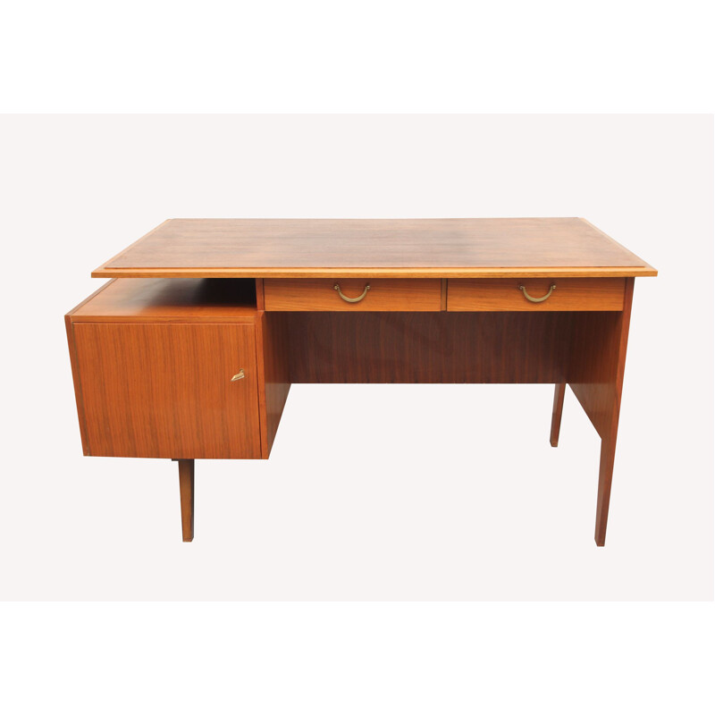 Vintage desk in walnut bicolor 1950s