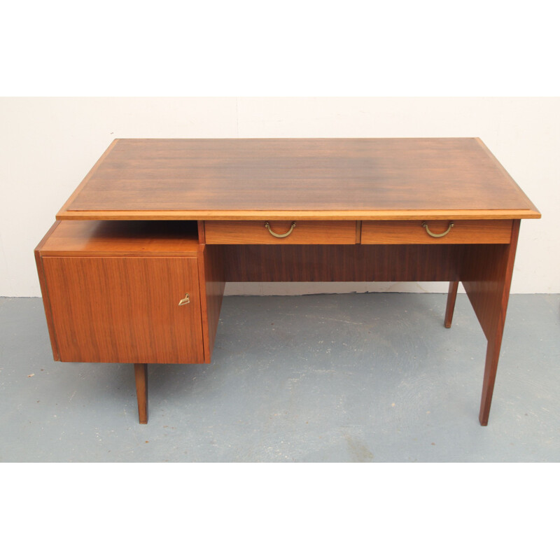 Bureau vintage en noyer bicolore 1950