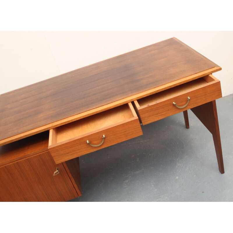 Vintage desk in walnut bicolor 1950s